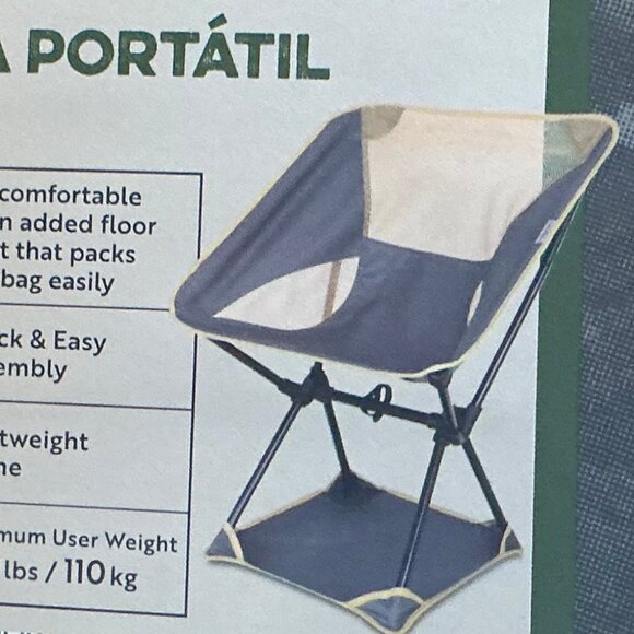Portable Lightweight Camping Chair with Floor Stability Mat & Carry Bag w/Handle - Picture 3 of 10